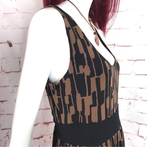 MICHAEL Michael Kors Petite L sleeveless Blouson Black Brown print Dress Large - Picture 7 of 15